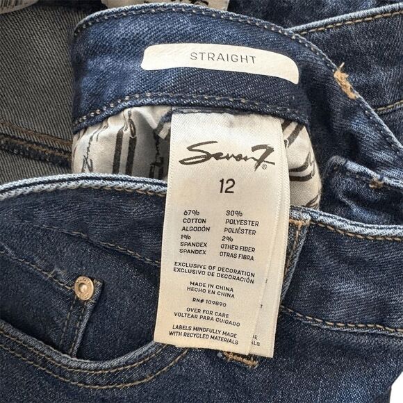 Seven7 Women's High Rise 90s Straight Jeans Size 12 Blue Denim Sustainable - Picture 5 of 7